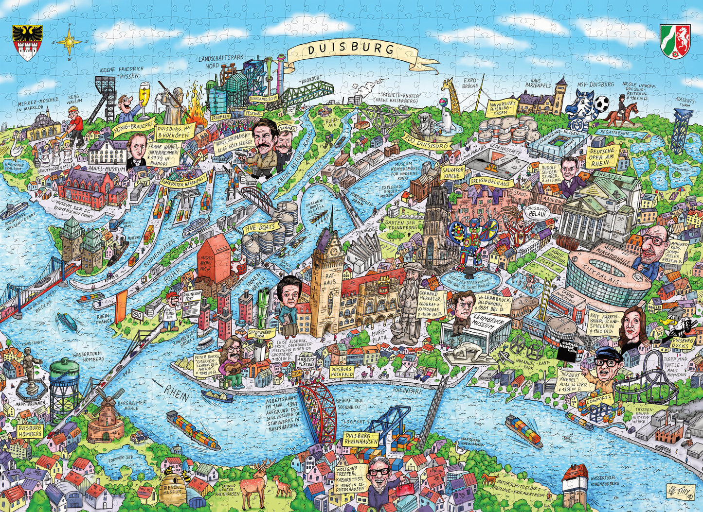 Satirisches Ruhrgebiet Wimmelbild als Puzzle Geschenkidee.