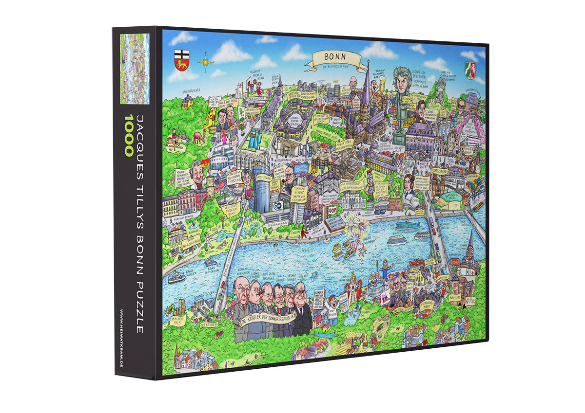 Jacques Tilly Bonn Stadtbild als Puzzle mit den wichtigsten Sehenswürdigkeiten und mit 1.000 Teilen