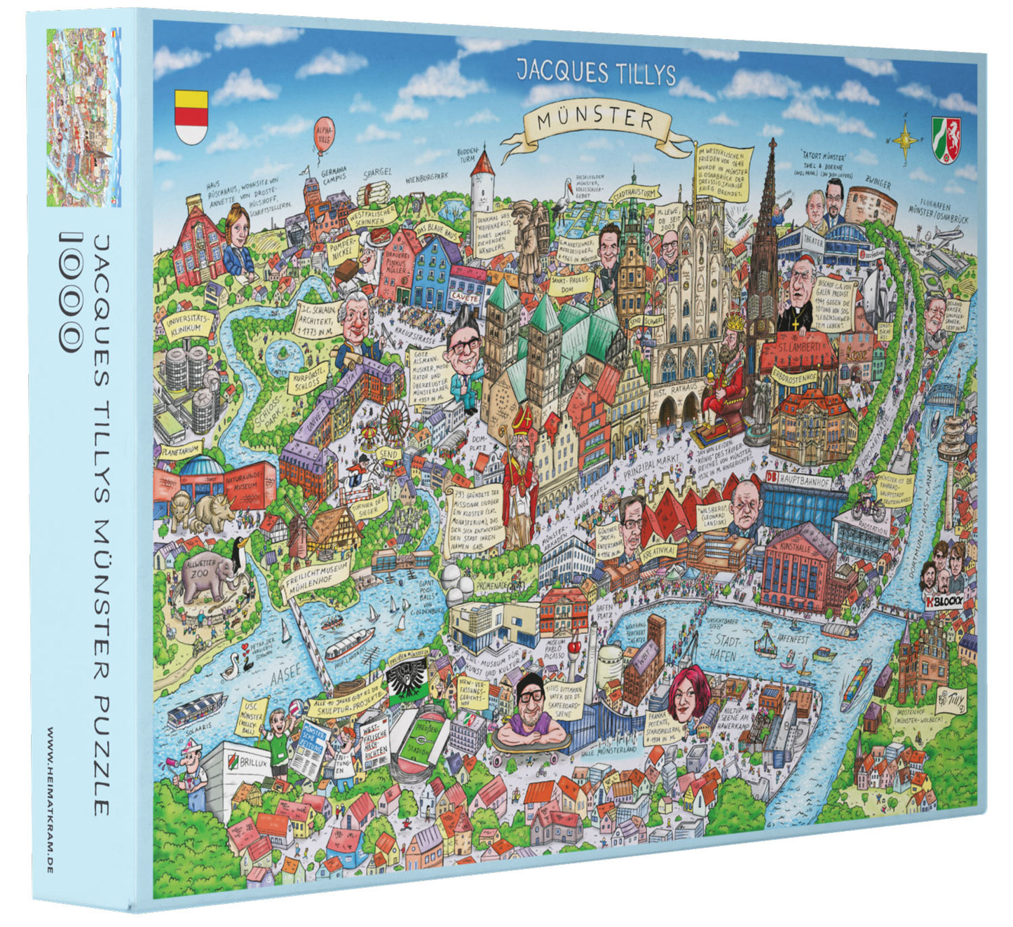 Jacques Tilly Münster Stadtbild als Puzzle mit den wichtigsten Sehenswürdigkeiten und mit 1.000 Teilen