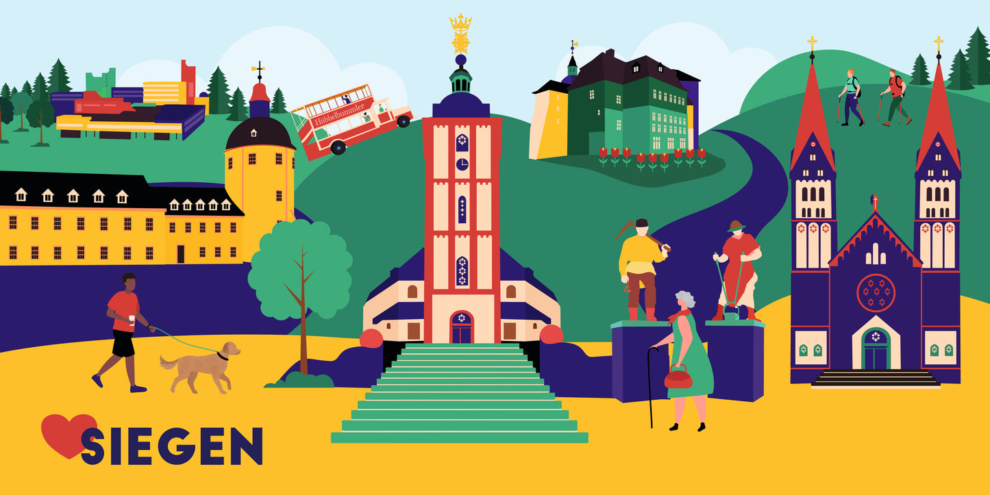Siegen Leinwand – Stadt-Illustration