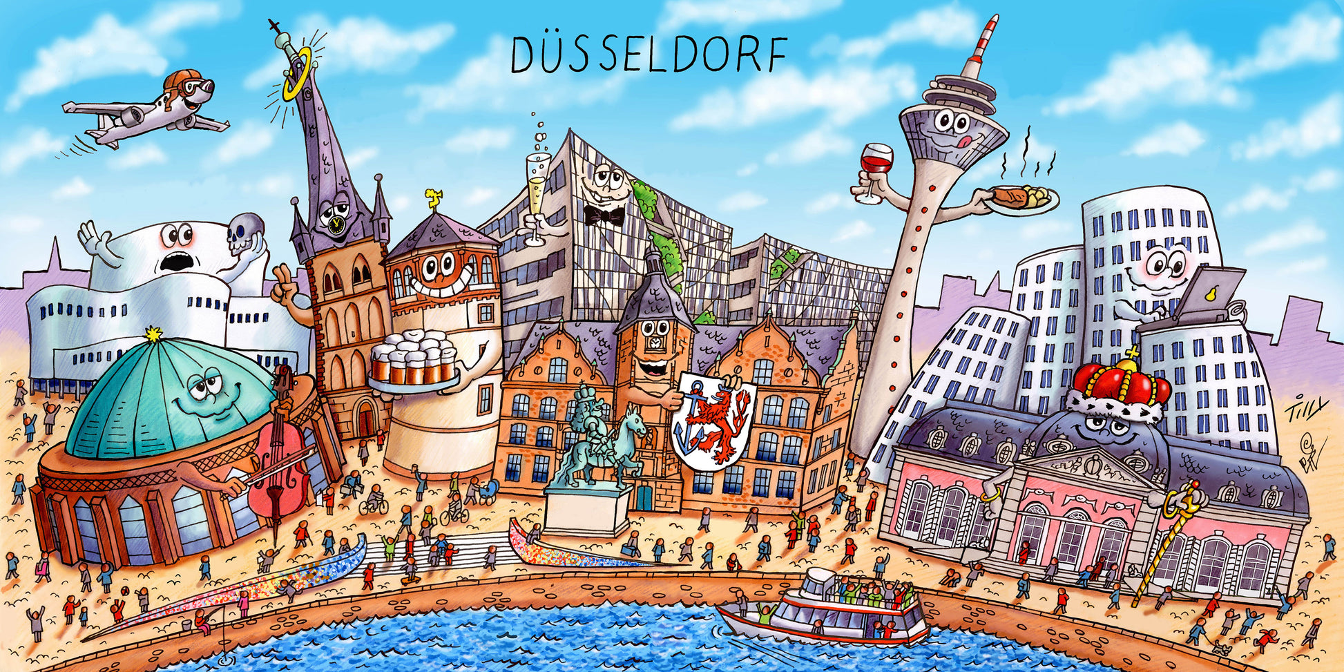 Humorvolle Düsseldorf Wimmelbild von Jacques Tilly