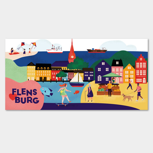 Flensburg Leinwand mit maritimem Stadtmotiv von Rike Mayer in der Gesamtansicht.