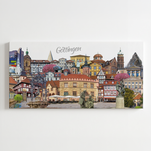 Detailreiche Göttingen Leinwand mit Skyline-Collage von Bernd Röttgers