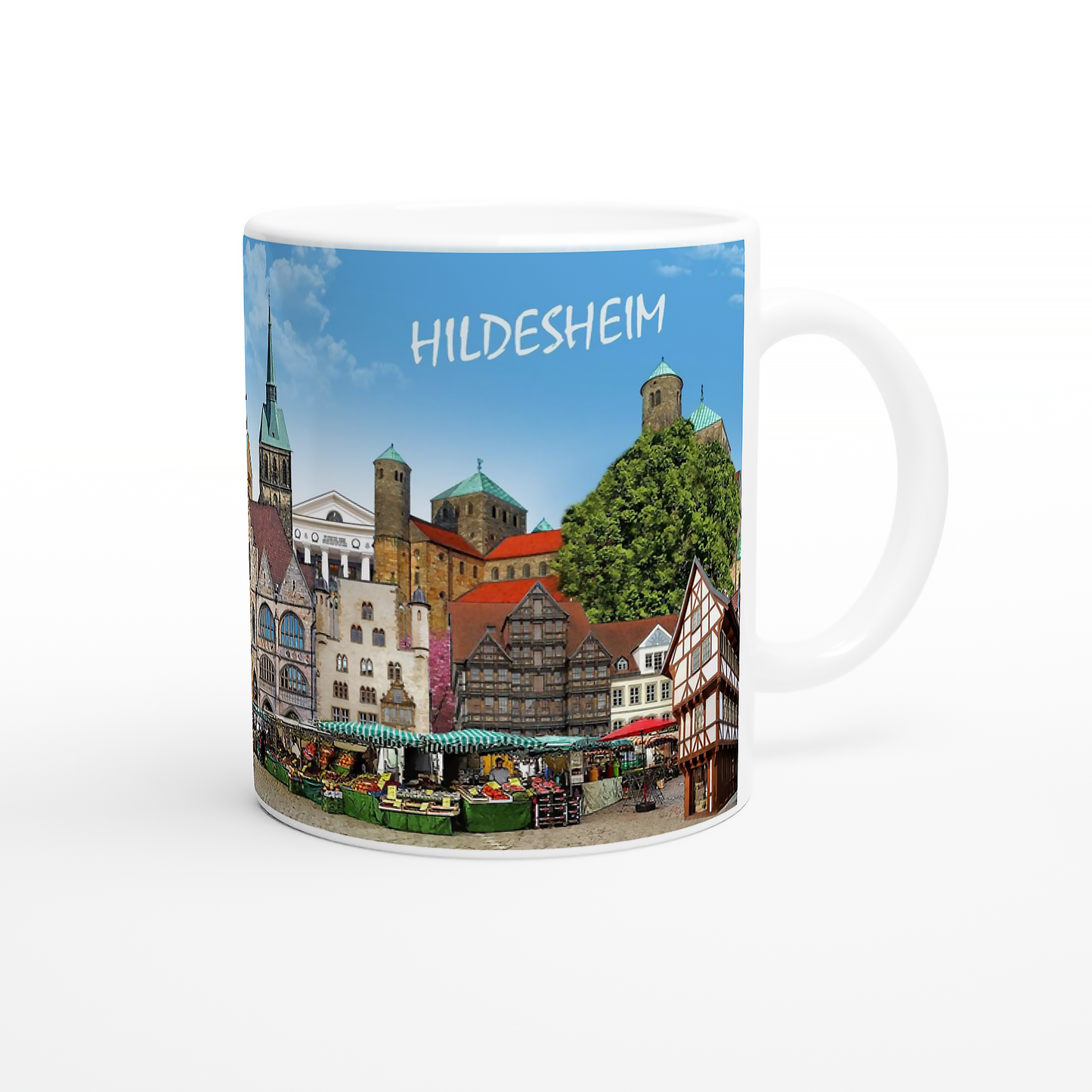 Keramiktasse Hildesheim mit Knochenhaueramtshaus und Marktplatz