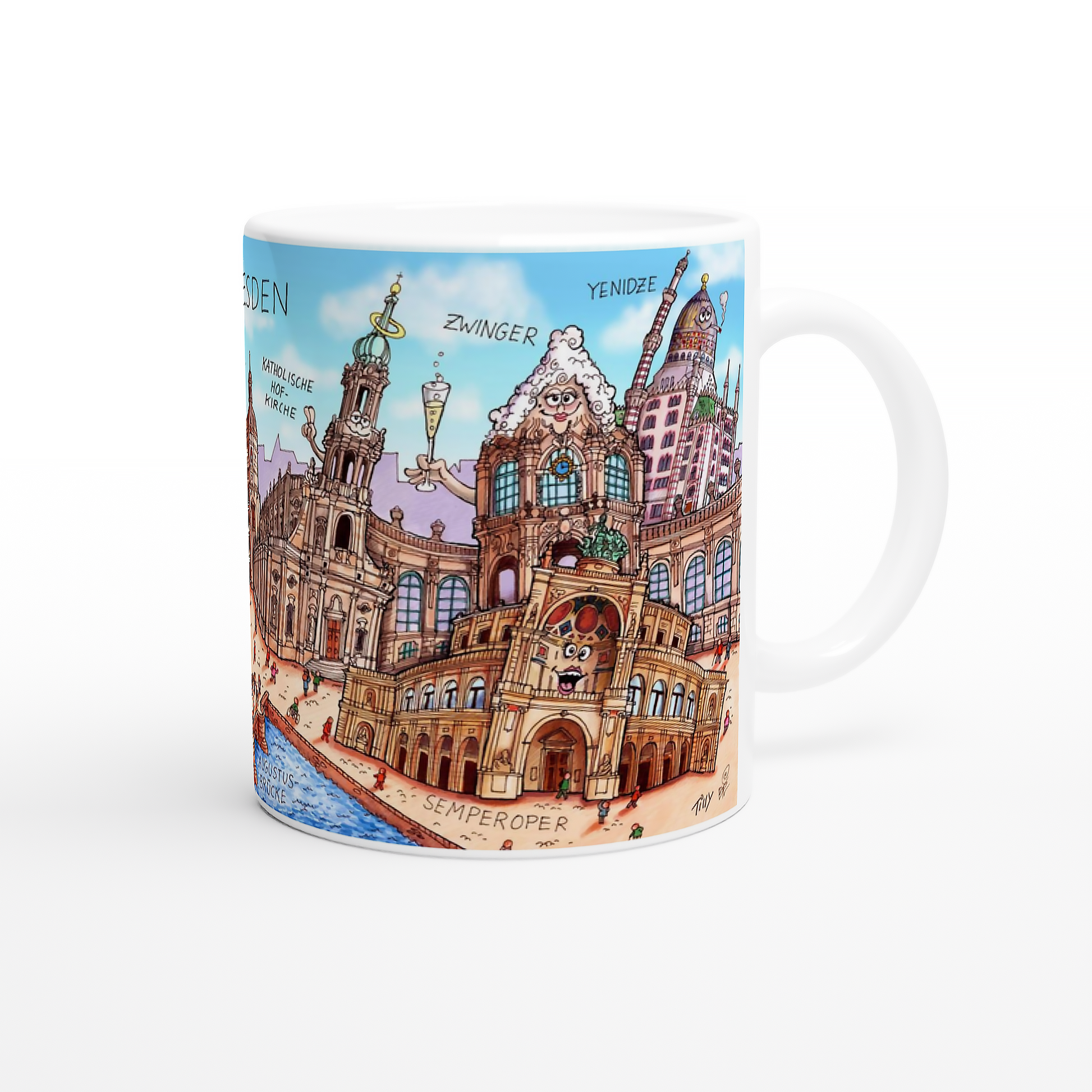 Rückseite der Dresden Tasse mit Semperoper, Zwinger und Yenidze