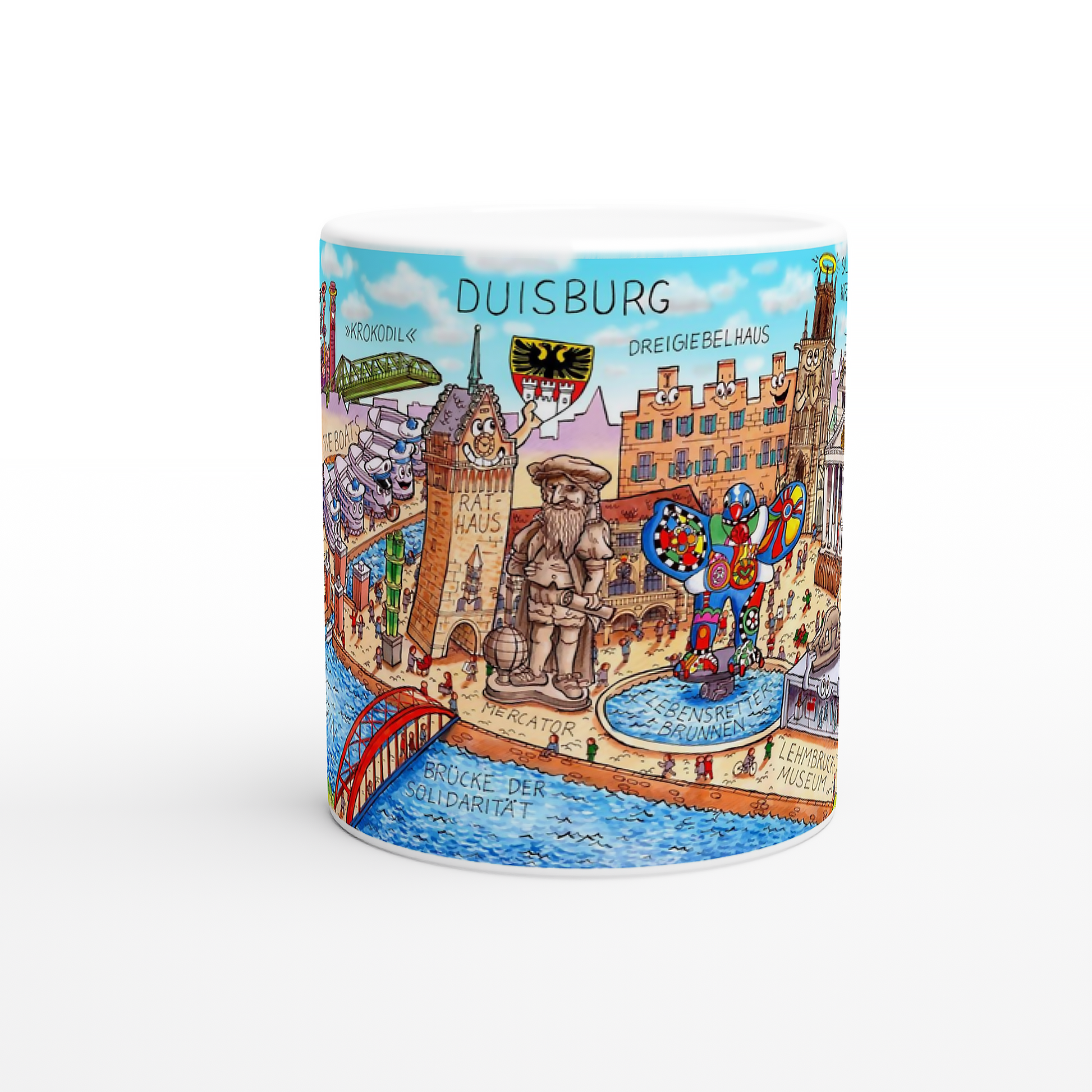 Detailansicht der Duisburg Tasse: Tiger and Turtle und Theater.