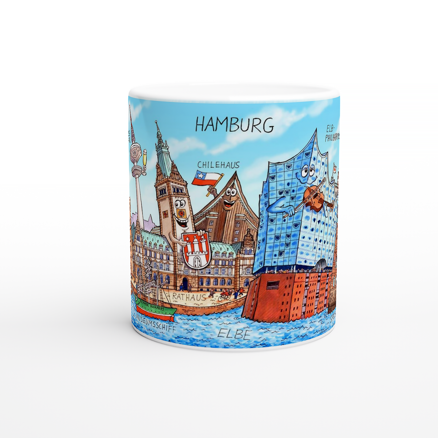 Detailansicht Museumsschiff Rickmer Rickmers auf der Jacques Tilly Tasse.
