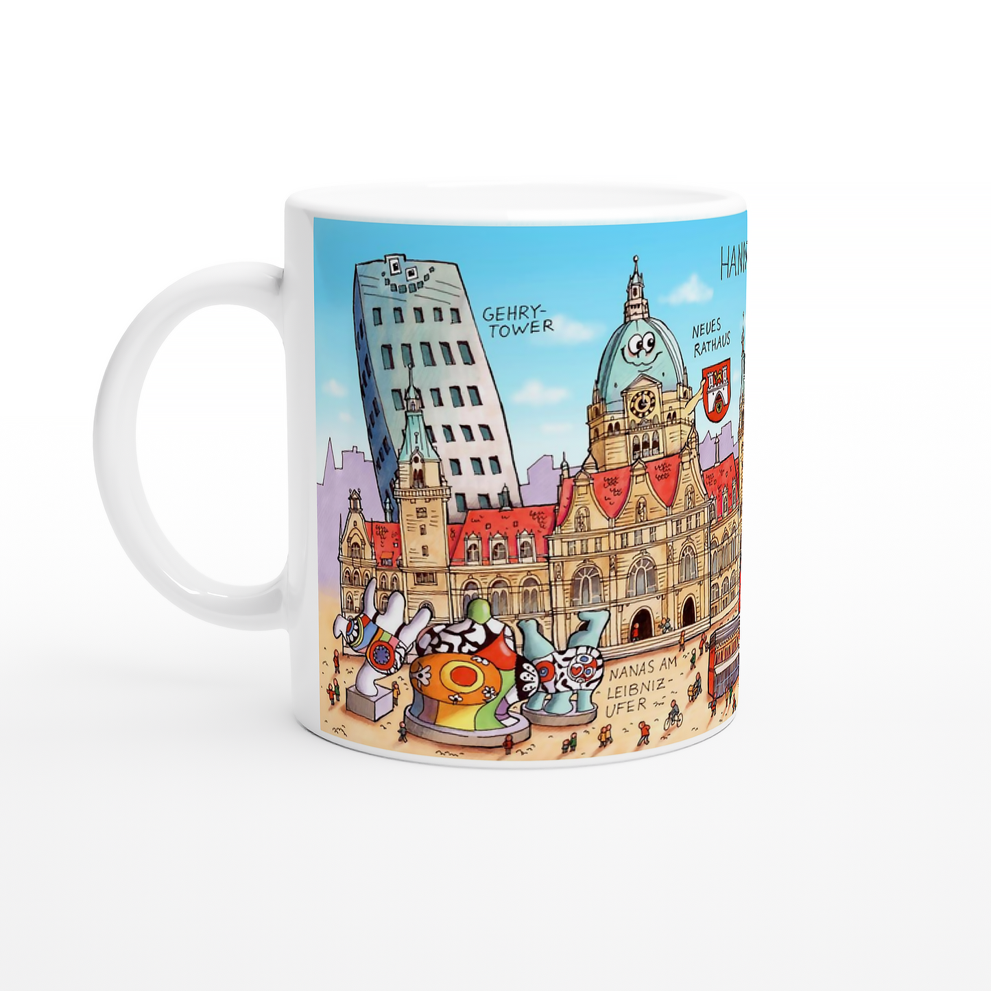 Keramik Kaffeebecher mit humorvollem Hannover Stadtmotiv
