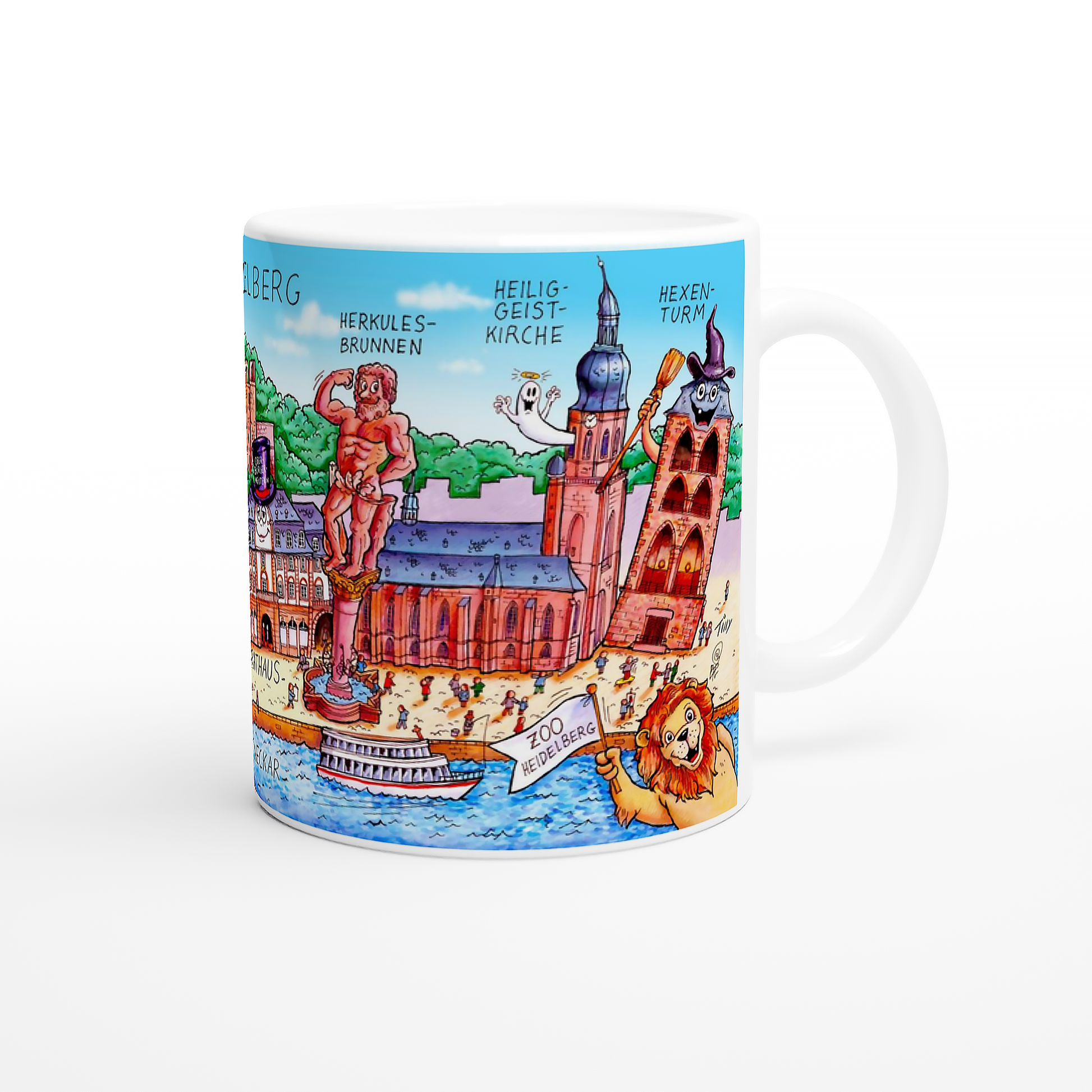Kaffeetasse mit buntem Heidelberg Motiv und Neckar