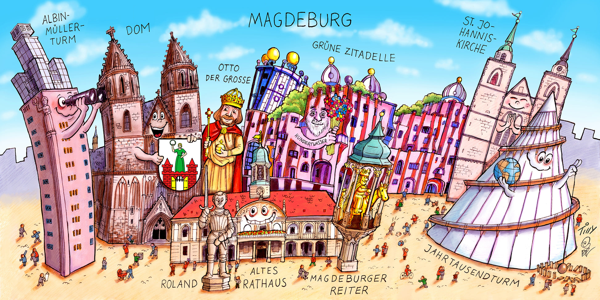 Humorvolles Magdeburg Motiv auf Tasse für das Büro und Zuhause