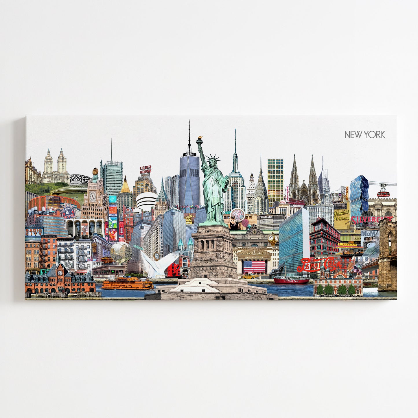 New York Leinwand mit Skyline Collage, Frontalansicht