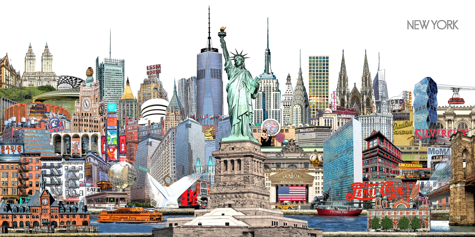 Brooklyn Bridge auf der farbintensiven New York Collage