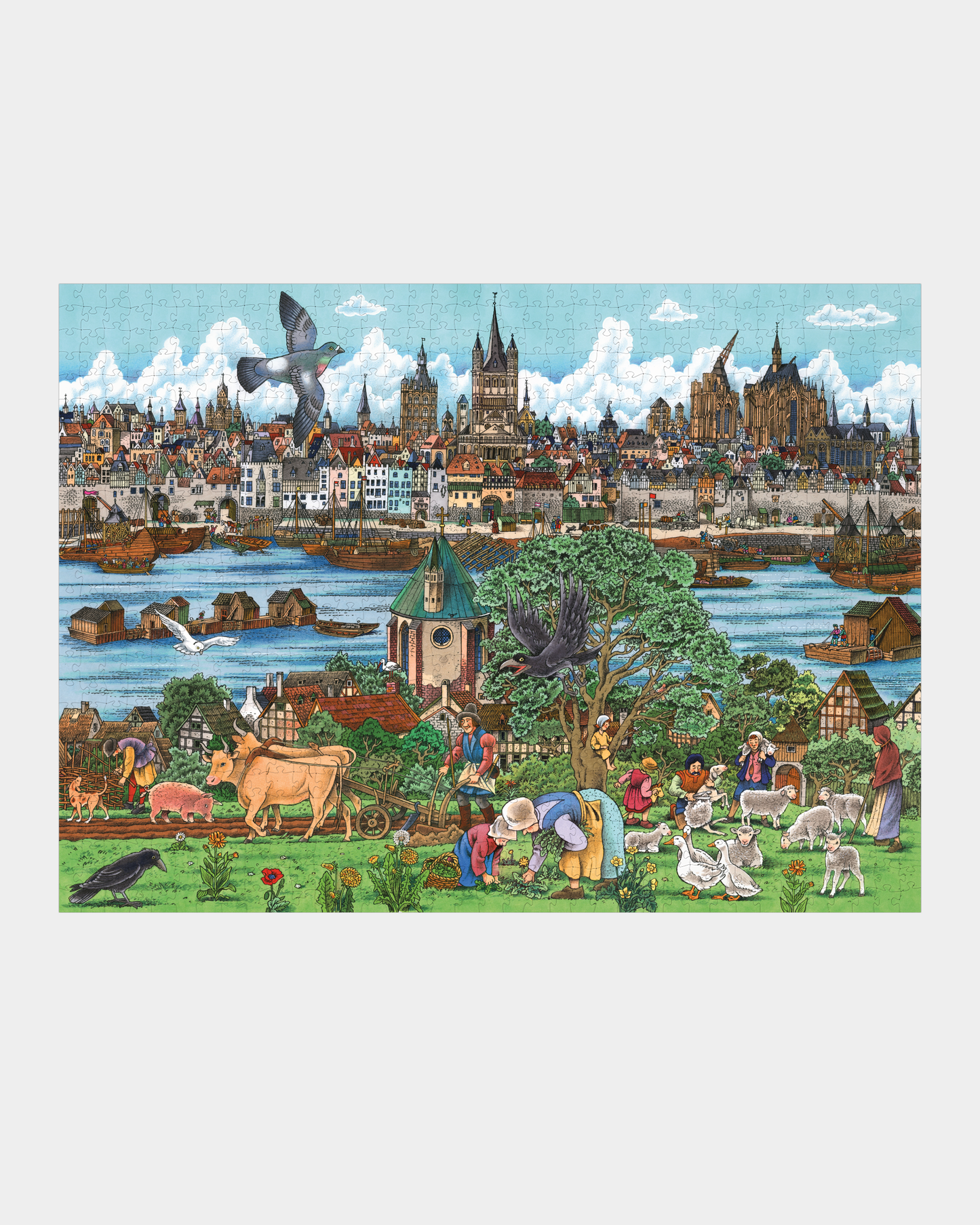 Detailreiches Köln Puzzle Mittelalter 2, gezeichnet von Künstler Moses.