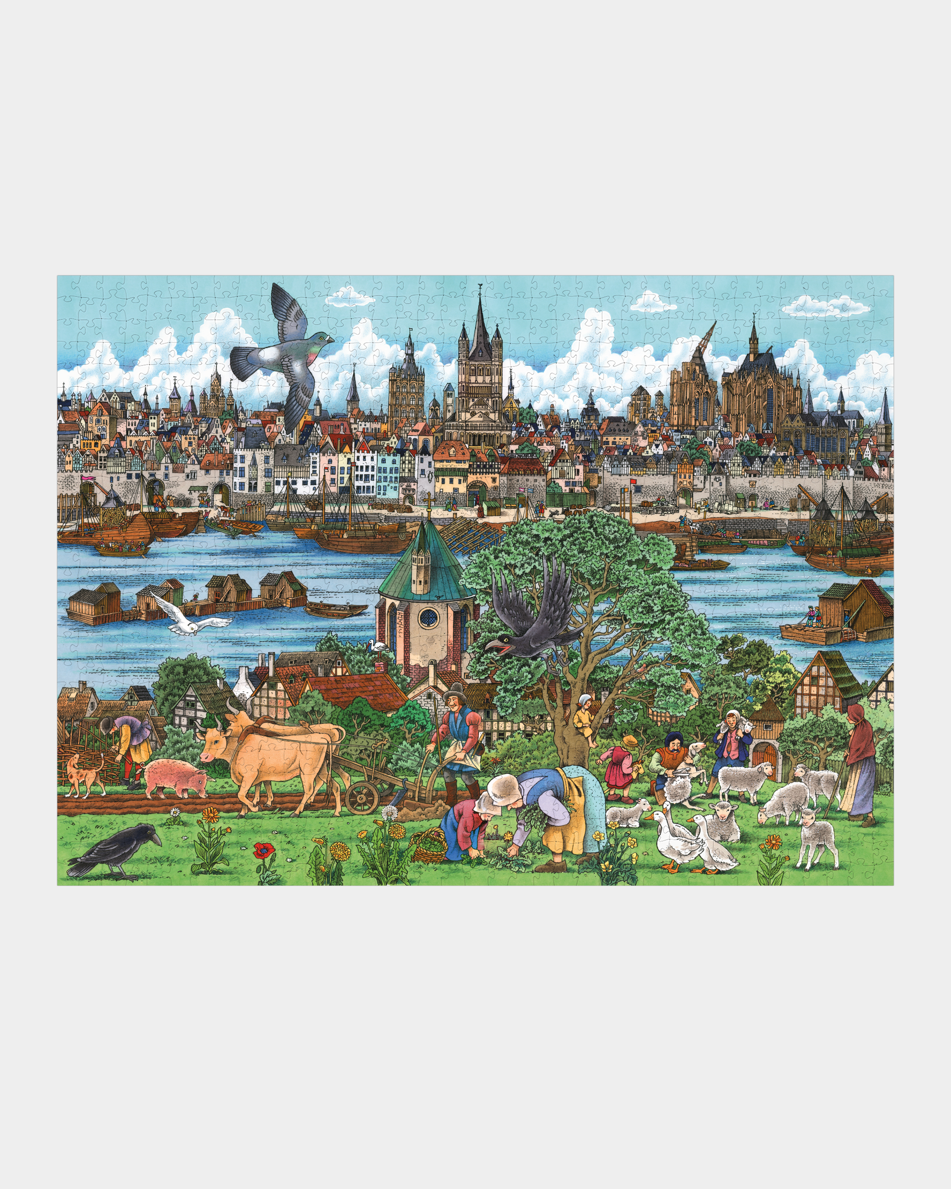 Detailreiches Köln Puzzle Mittelalter 2, gezeichnet von Künstler Moses.