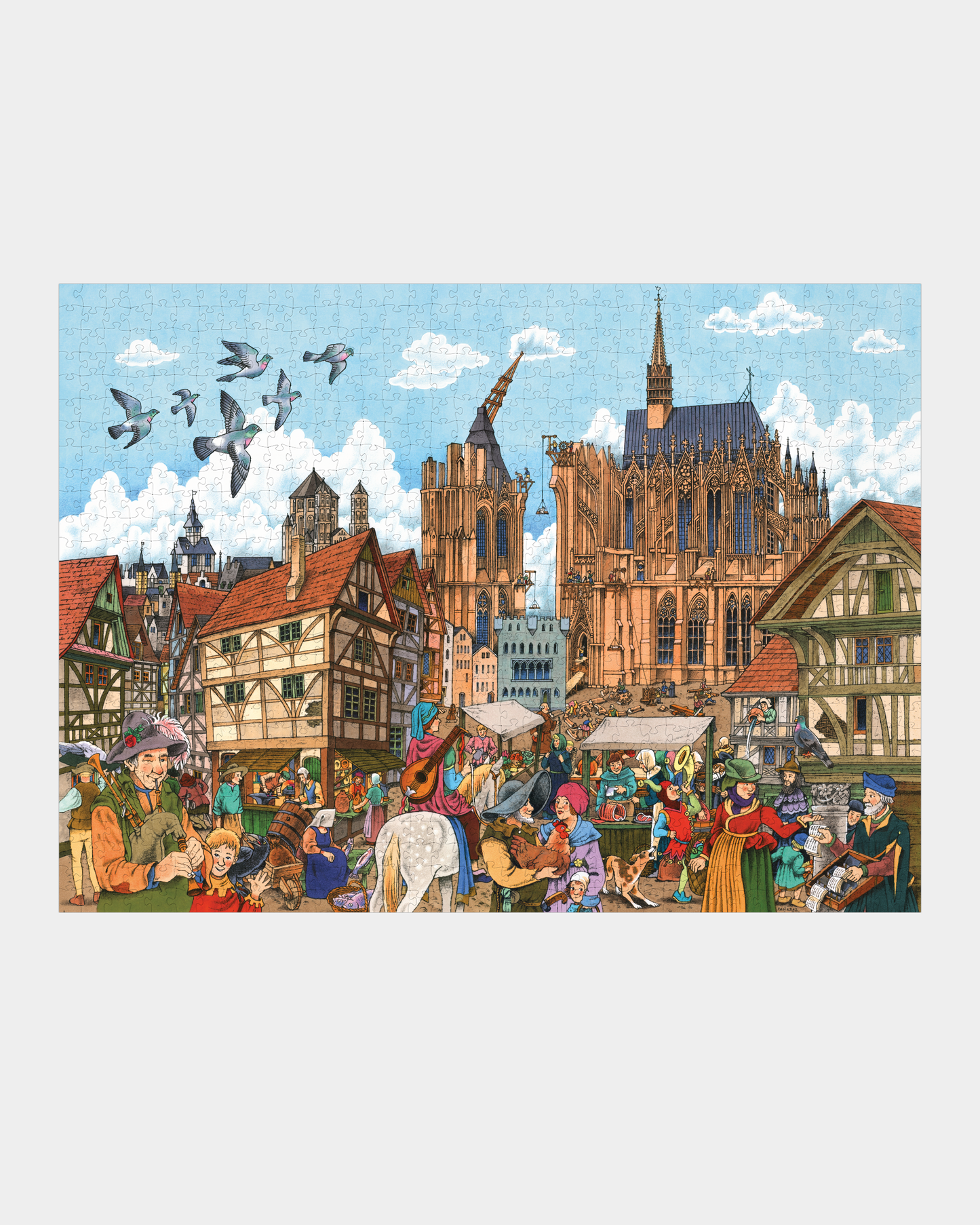 Detailansicht: Unfertiger Kölner Dom auf dem Mittelalter Puzzle