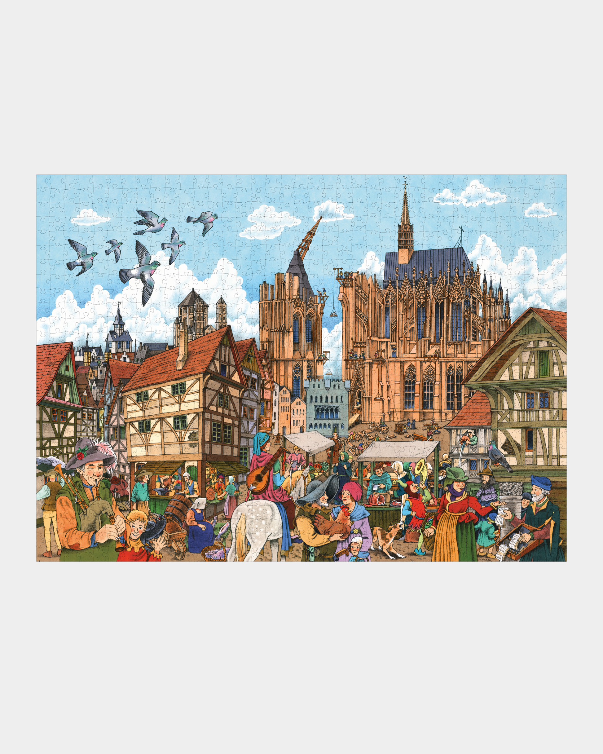 Detailansicht: Unfertiger Kölner Dom auf dem Mittelalter Puzzle