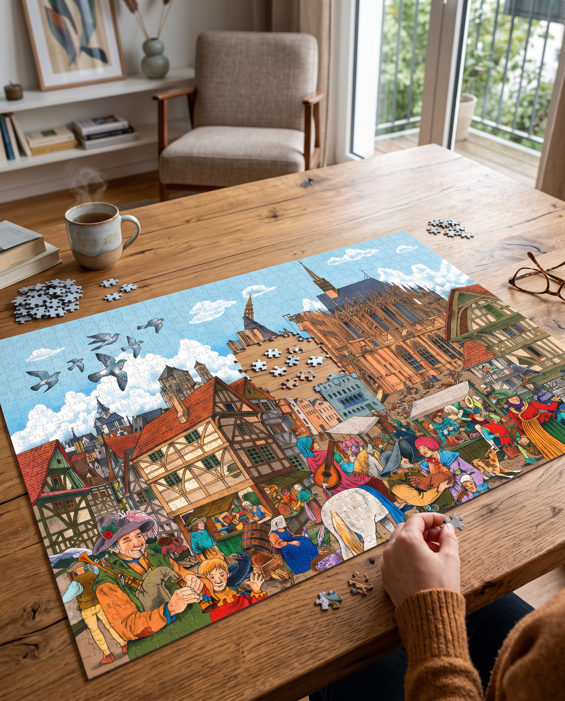 Mittelalterliche Fachwerkhäuser als Wimmelbild Motiv aus Köln