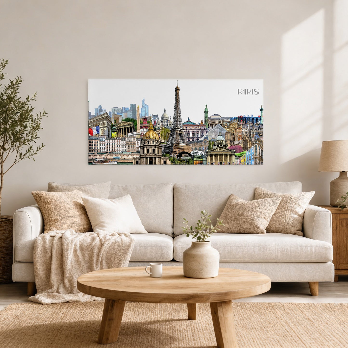 Kunstvolle Paris Leinwand als Dekoration im Wohnzimmer