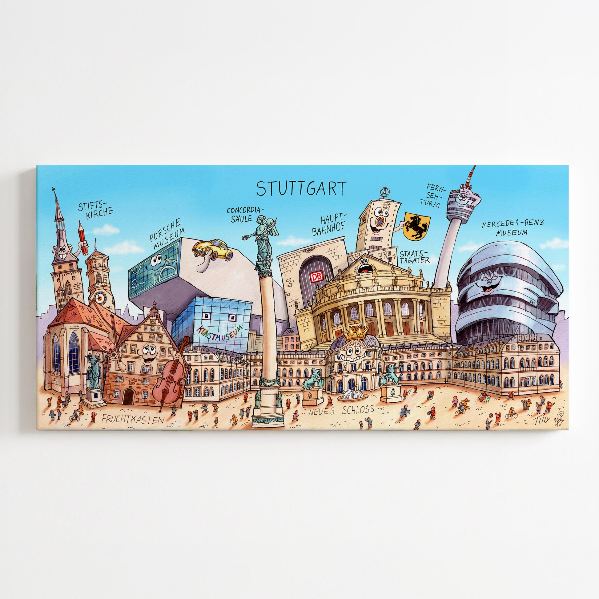 Jacques Tilly Kunstwerk Stuttgart mit Fernsehturm und Schloss