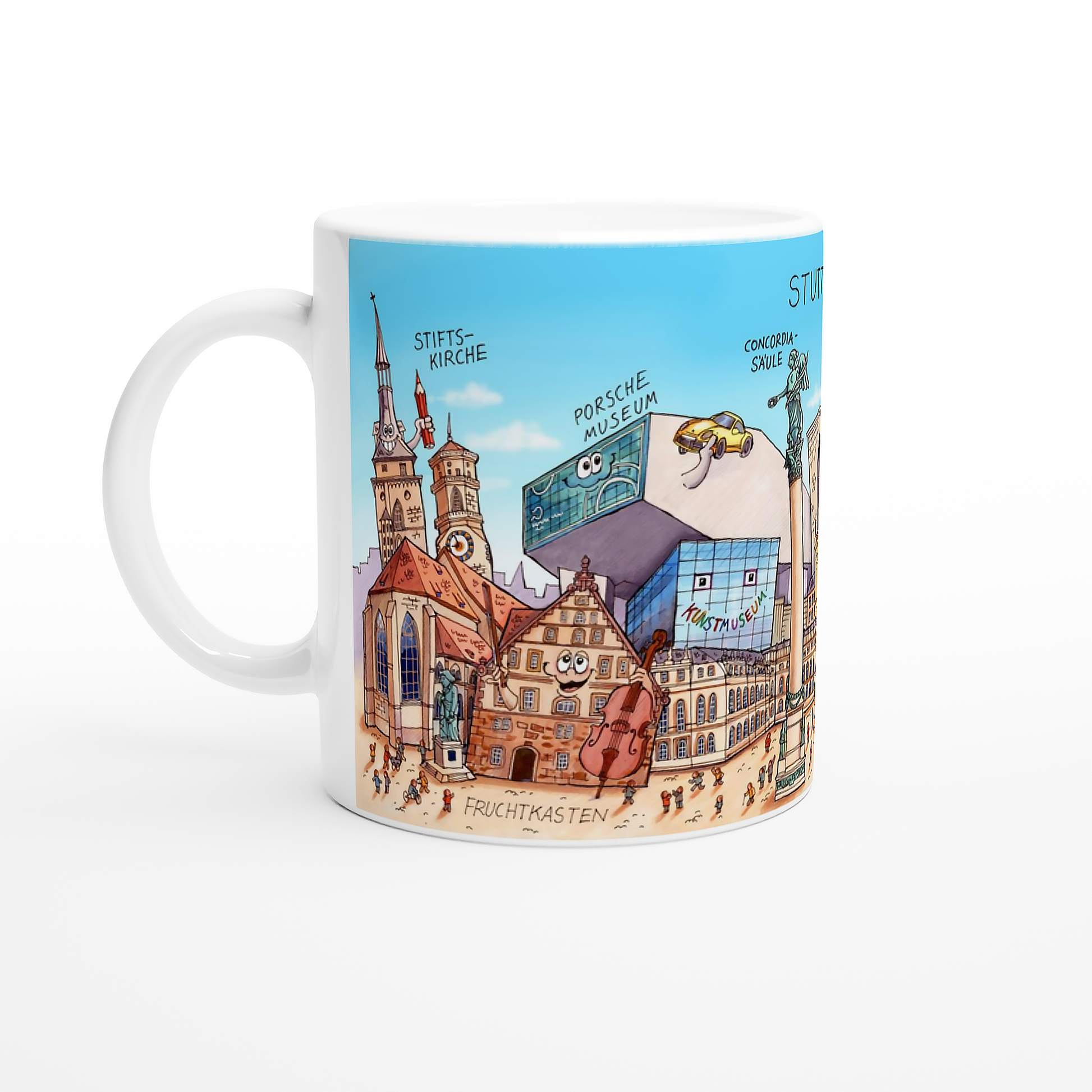 Stuttgart Tasse Vorderseite mit Neuem Schloss und Staatstheater