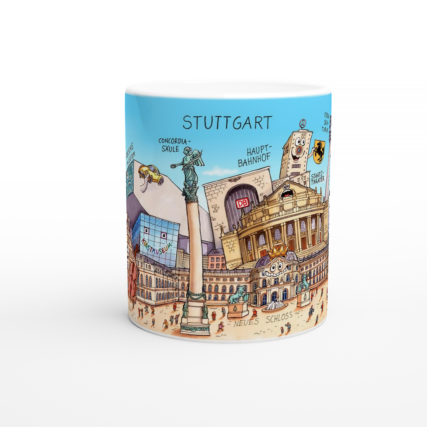 Detailansicht Stuttgart Tasse mit Fernsehturm und Mercedes-Benz Museum