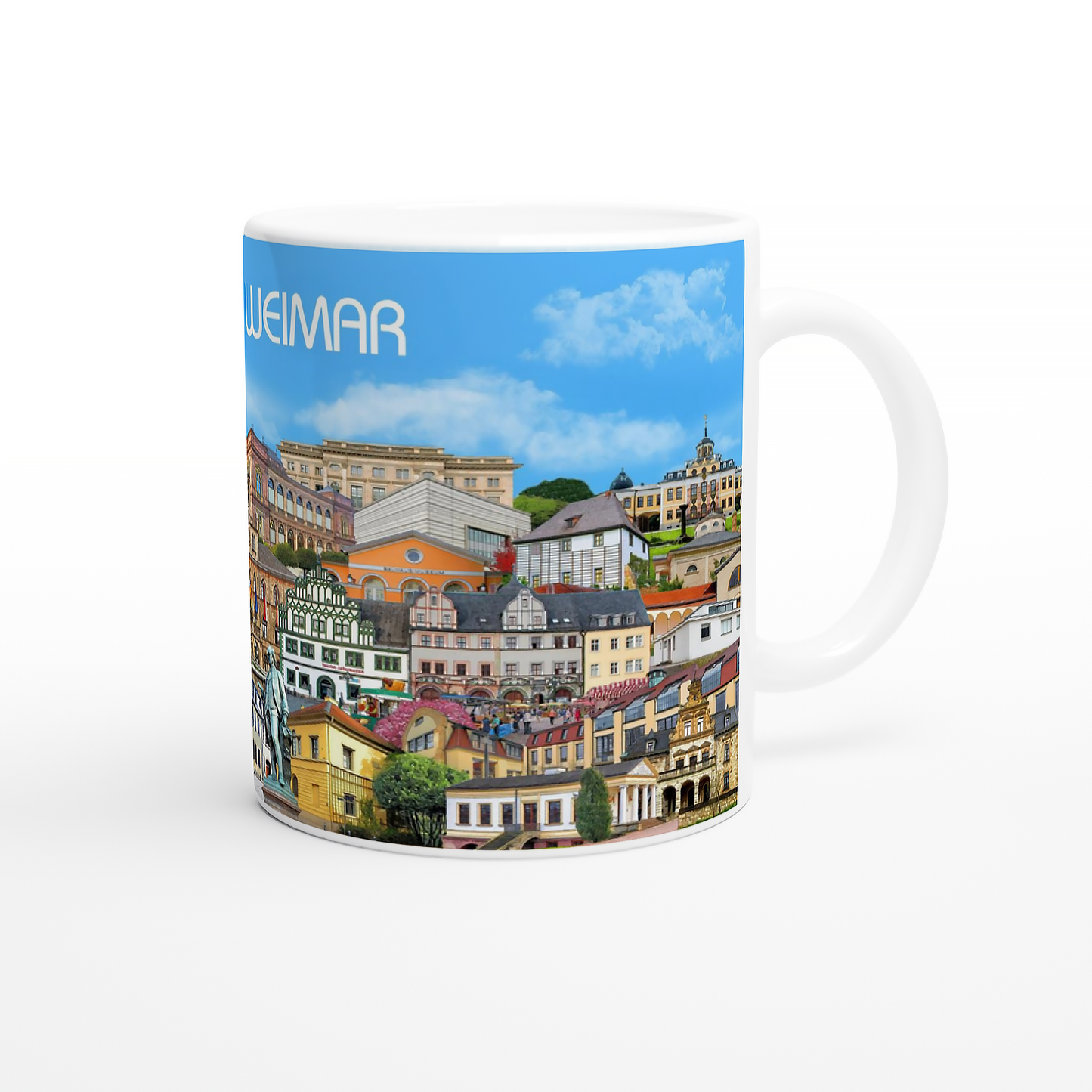 Weimar Souvenir Tasse Detailansicht der Klassikerstadt.