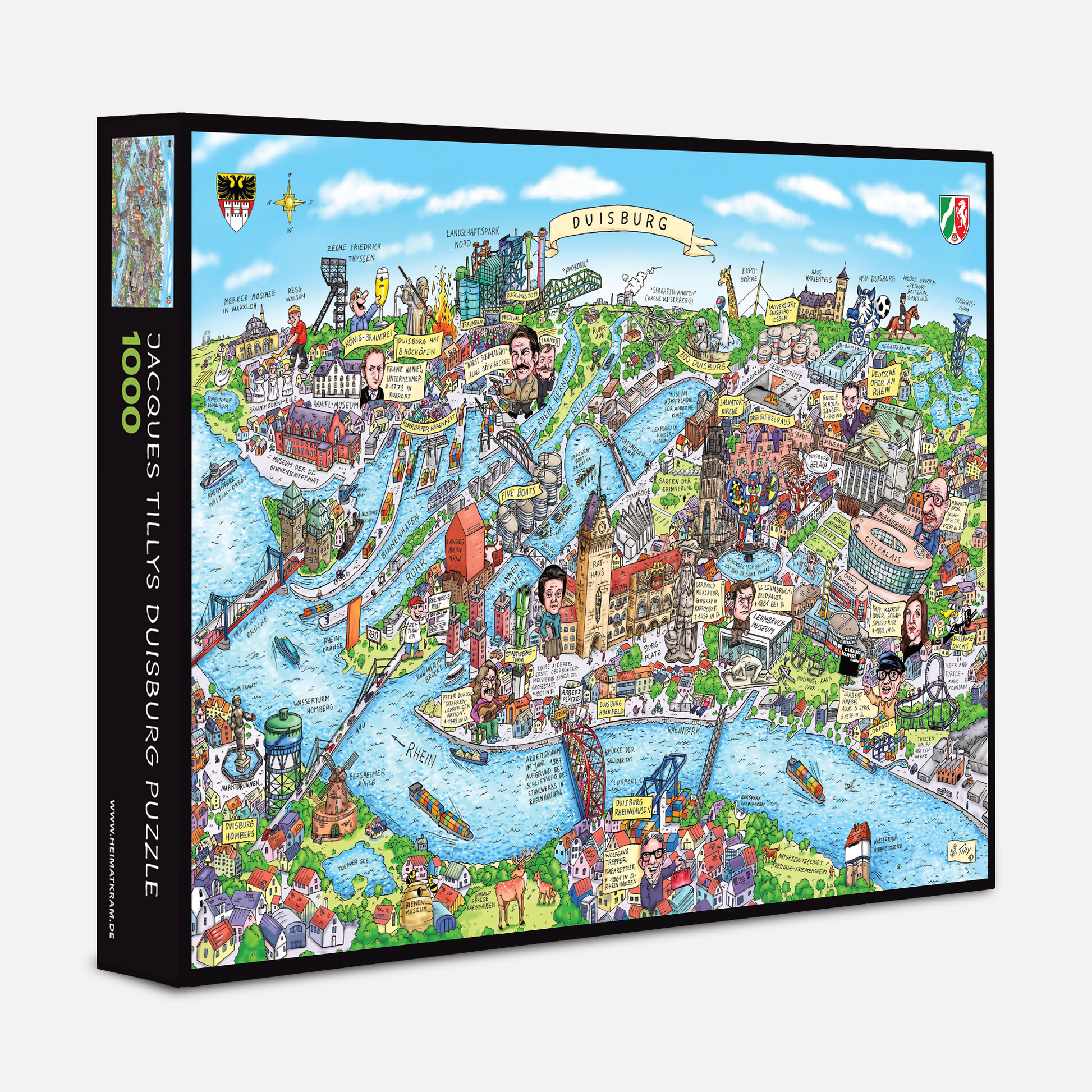 Puzzle-Box des Duisburg Puzzles mit 1000 Teilen und Tilly-Motiv.