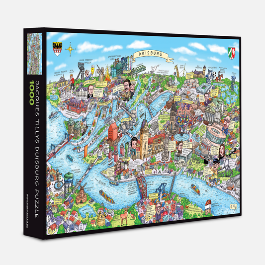 Puzzle-Box des Duisburg Puzzles mit 1000 Teilen und Tilly-Motiv.