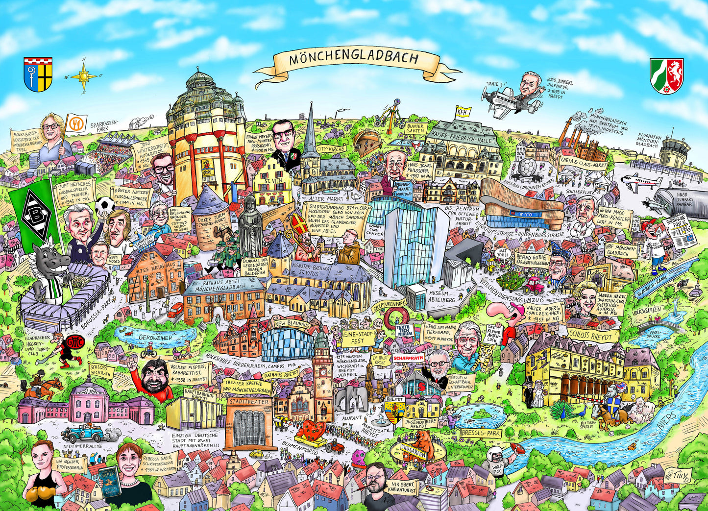 Jacques Tilly Wimmelbild Puzzle Ausschnitt mit Borussia-Park und Fans