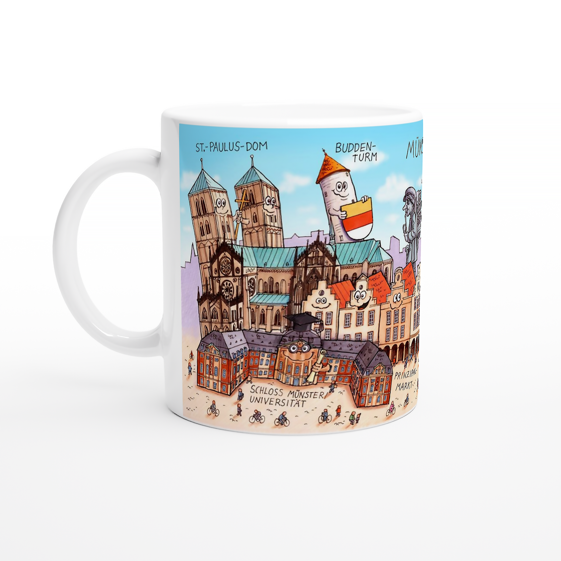 Detailansicht der Münster Tasse mit St.-Paulus-Dom und Buddenturm
