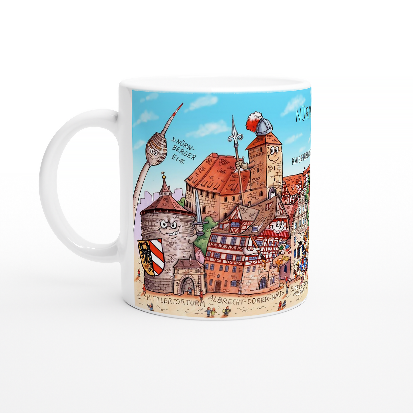 Nürnberg Tasse Detailansicht mit Kaiserburg und Nürnberger Ei