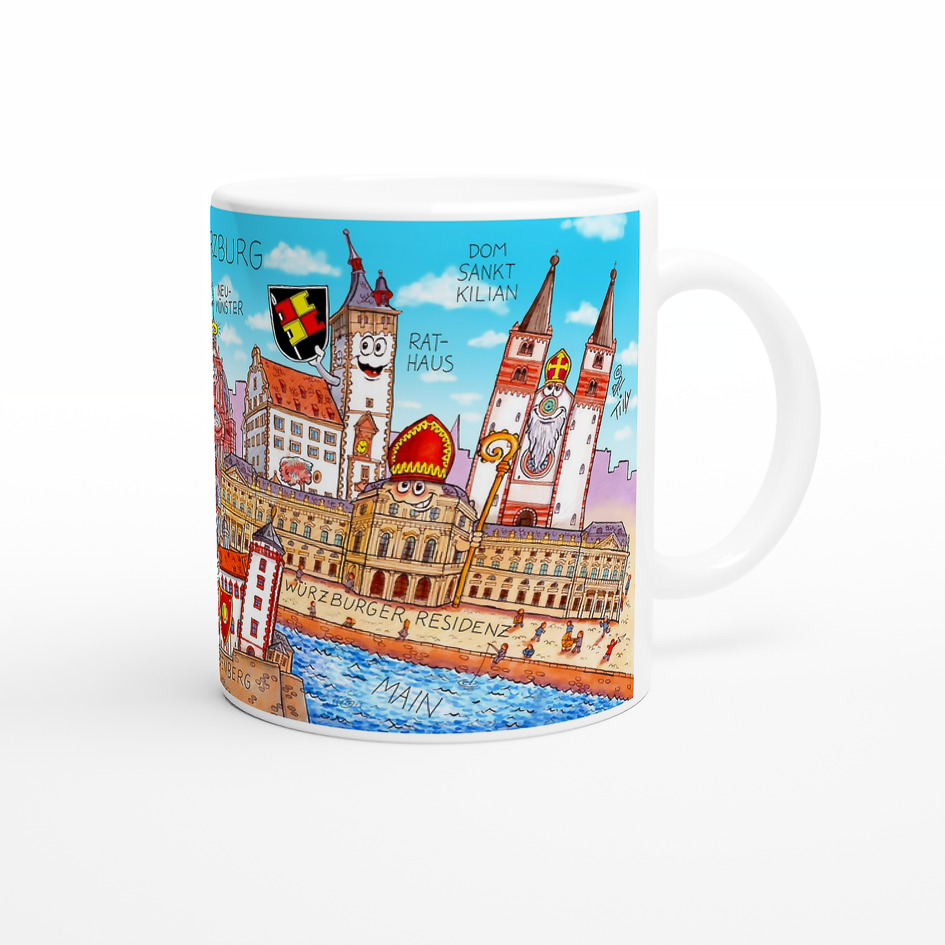 Würzburg Geschenk Tasse mit Dom Sankt Kilian im Jacques Tilly Design.