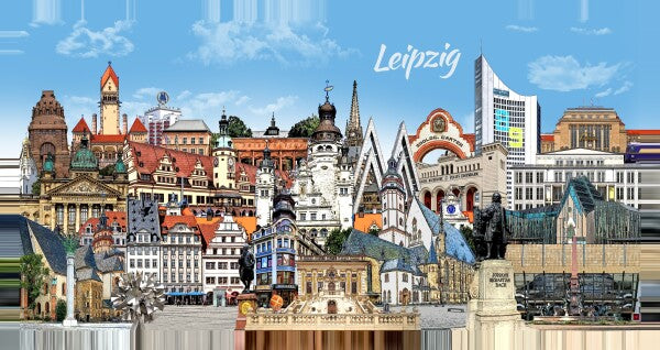 Leipzig Leinwand – Wahrzeichen – Collage