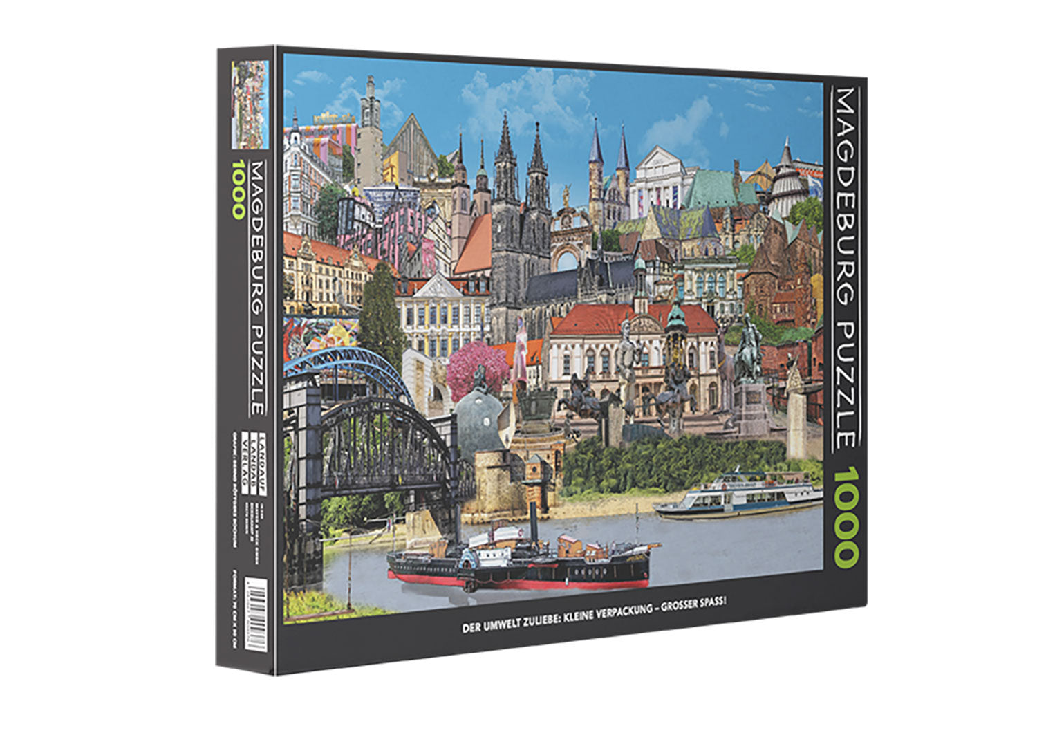 Magdeburg Stadtbild als Puzzle mit den wichtigsten Sehenswürdigkeiten und mit 1.000 Teilen