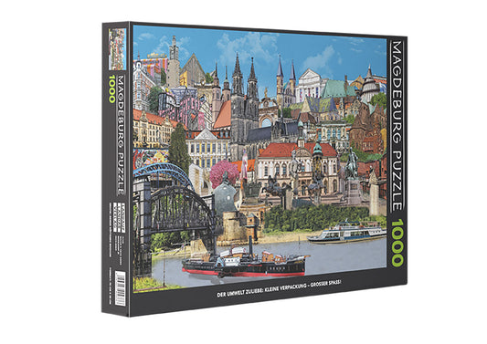 Magdeburg Stadtbild als Puzzle mit den wichtigsten Sehenswürdigkeiten und mit 1.000 Teilen