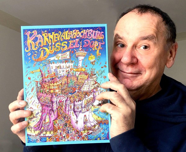 Jacques Tilly mit Puzzle Karnevalshochburg Düsseldorf